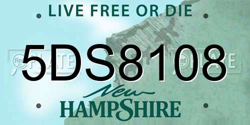 5DS8108 New Hampshire License Plate