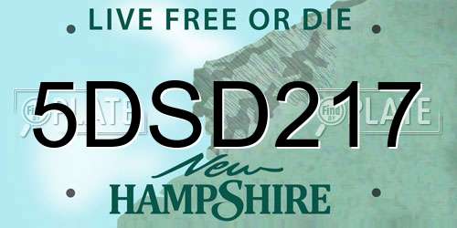 5DSD217 New Hampshire License Plate