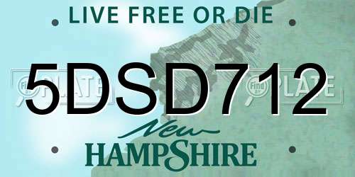5DSD712 New Hampshire License Plate