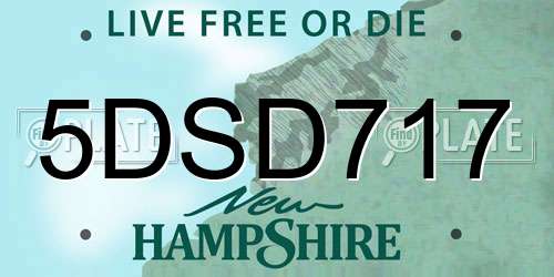5DSD717 New Hampshire License Plate