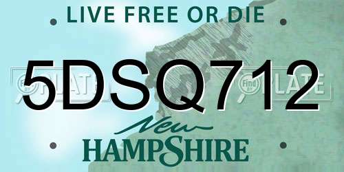 5DSQ712 New Hampshire License Plate
