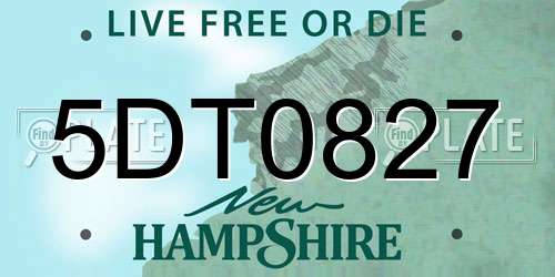 5DT0827 New Hampshire License Plate