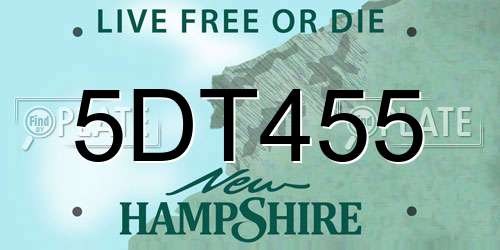 5DT455 New Hampshire License Plate