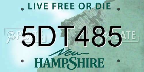 5DT485 New Hampshire License Plate