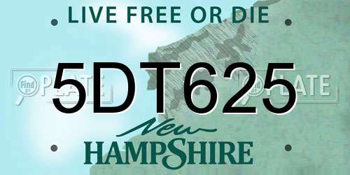 5DT625 New Hampshire License Plate