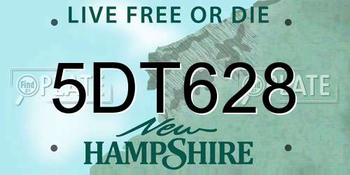 5DT628 New Hampshire License Plate