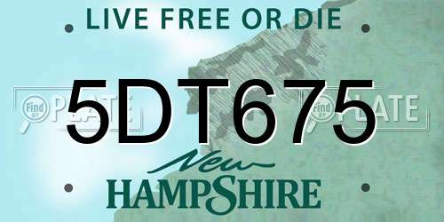 5DT675 New Hampshire License Plate
