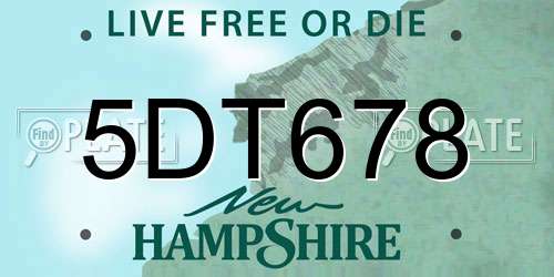 5DT678 New Hampshire License Plate