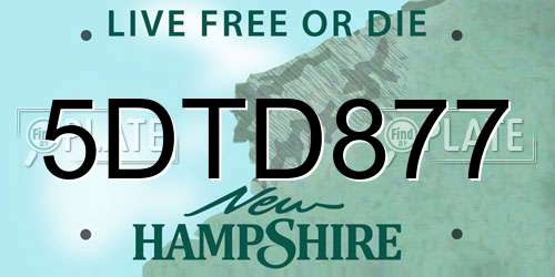 5DTD877 New Hampshire License Plate