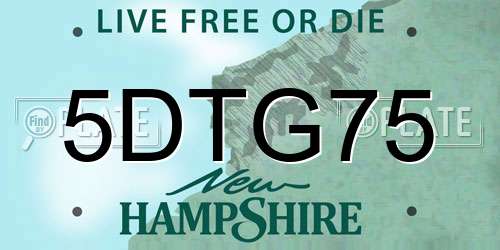 5DTG75 New Hampshire License Plate