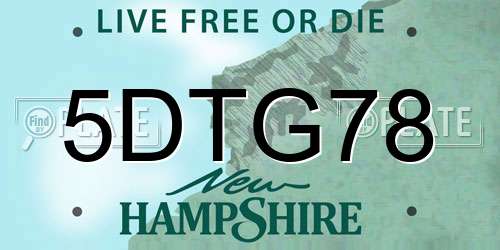 5DTG78 New Hampshire License Plate