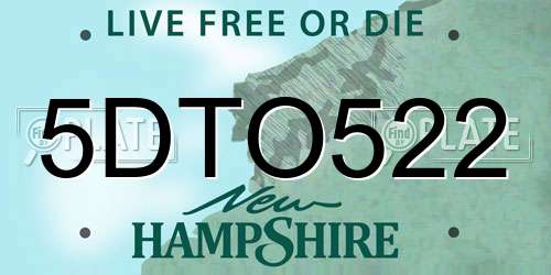 5DTO522 New Hampshire License Plate