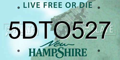 5DTO527 New Hampshire License Plate