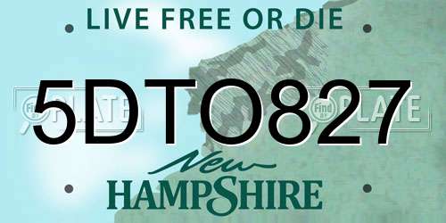5DTO827 New Hampshire License Plate