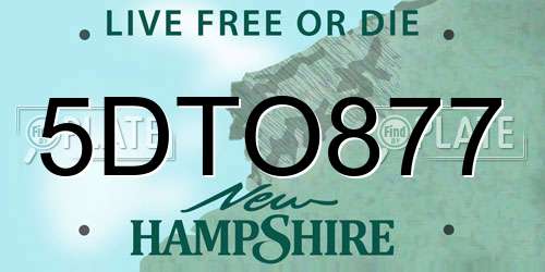 5DTO877 New Hampshire License Plate