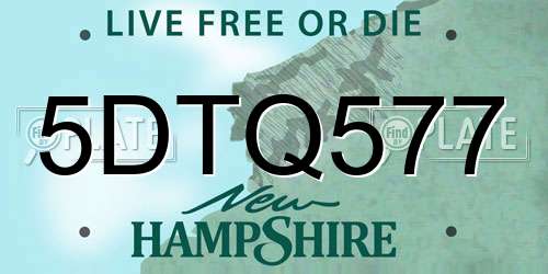 5DTQ577 New Hampshire License Plate