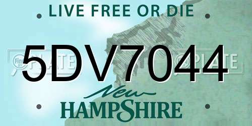 5DV7044 New Hampshire License Plate