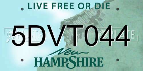 5DVT044 New Hampshire License Plate