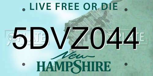 5DVZ044 New Hampshire License Plate