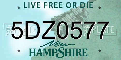 5DZ0577 New Hampshire License Plate