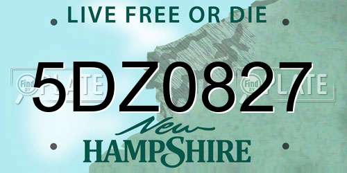 5DZ0827 New Hampshire License Plate