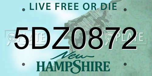 5DZ0872 New Hampshire License Plate