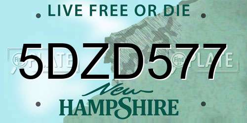 5DZD577 New Hampshire License Plate