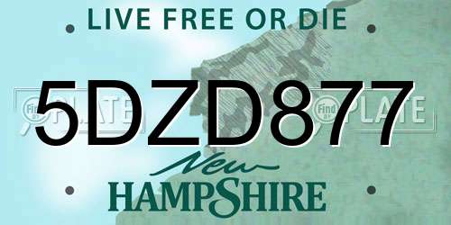 5DZD877 New Hampshire License Plate