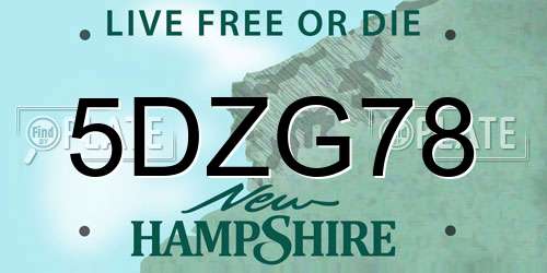 5DZG78 New Hampshire License Plate