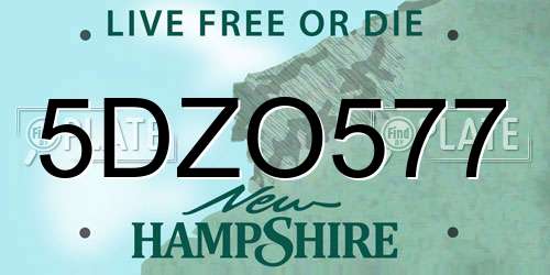 5DZO577 New Hampshire License Plate