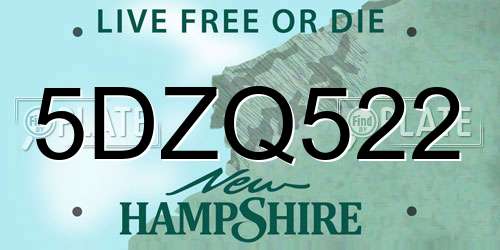 5DZQ522 New Hampshire License Plate