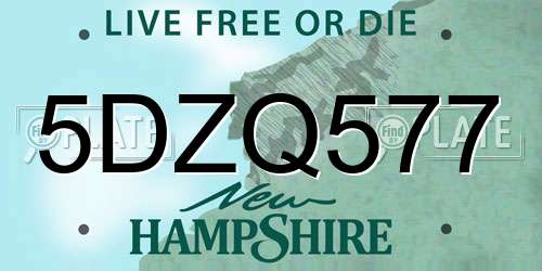 5DZQ577 New Hampshire License Plate