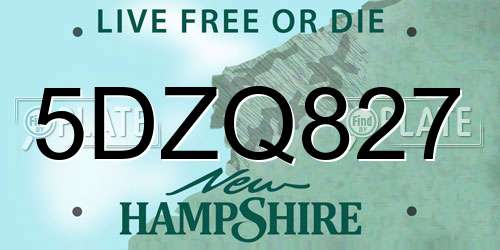 5DZQ827 New Hampshire License Plate