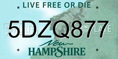 5DZQ877 New Hampshire License Plate