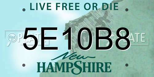 5E10B8 New Hampshire License Plate