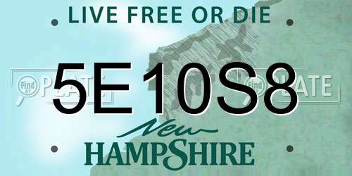 5E10S8 New Hampshire License Plate