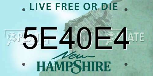 5E40E4 New Hampshire License Plate
