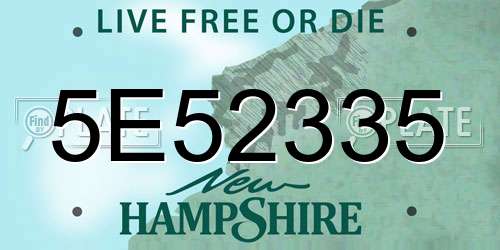 5E52335 New Hampshire License Plate