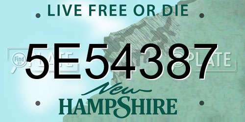 5E54387 New Hampshire License Plate