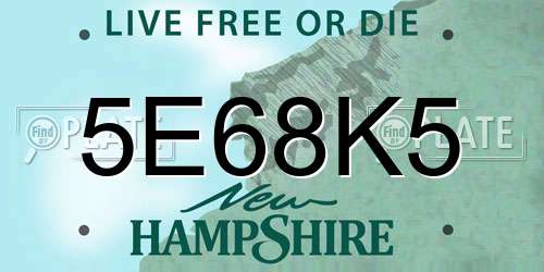 5E68K5 New Hampshire License Plate