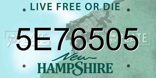 5E76505 New Hampshire License Plate