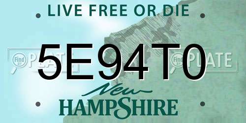 5E94T0 New Hampshire License Plate