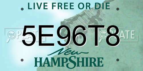 5E96T8 New Hampshire License Plate