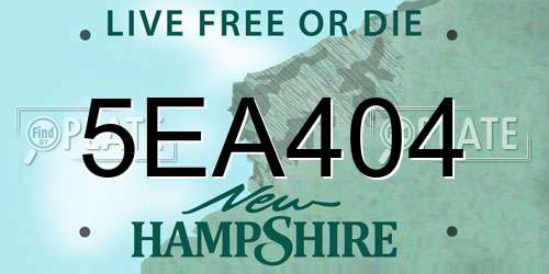 5EA404 New Hampshire License Plate