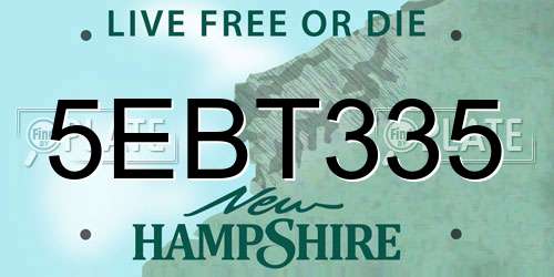 5EBT335 New Hampshire License Plate