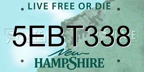 5EBT338 New Hampshire License Plate