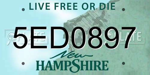 5ED0897 New Hampshire License Plate