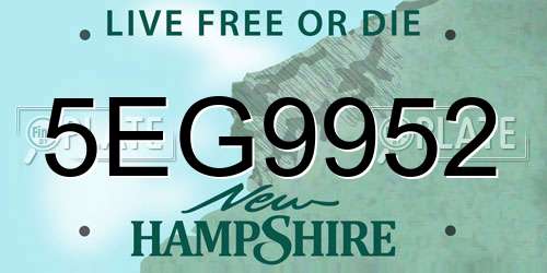 5EG9952 New Hampshire License Plate