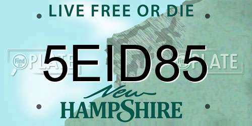 5EID85 New Hampshire License Plate