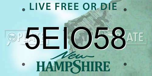 5EIO58 New Hampshire License Plate